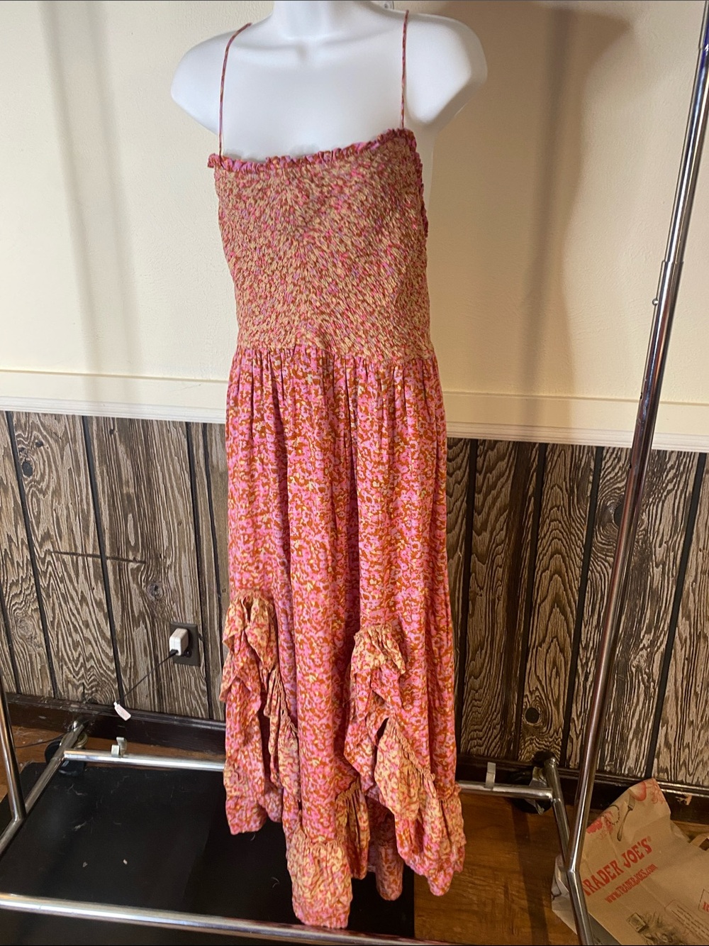 Free People Pink Orange Floral Maxi Dress